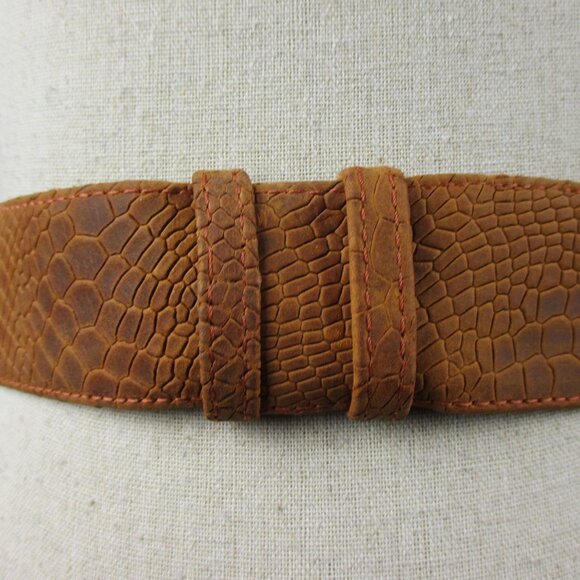 Raina Belt Jaclyn Chain Leather Adjustable Brown Gold Buckle Classic - Picture 4 of 6